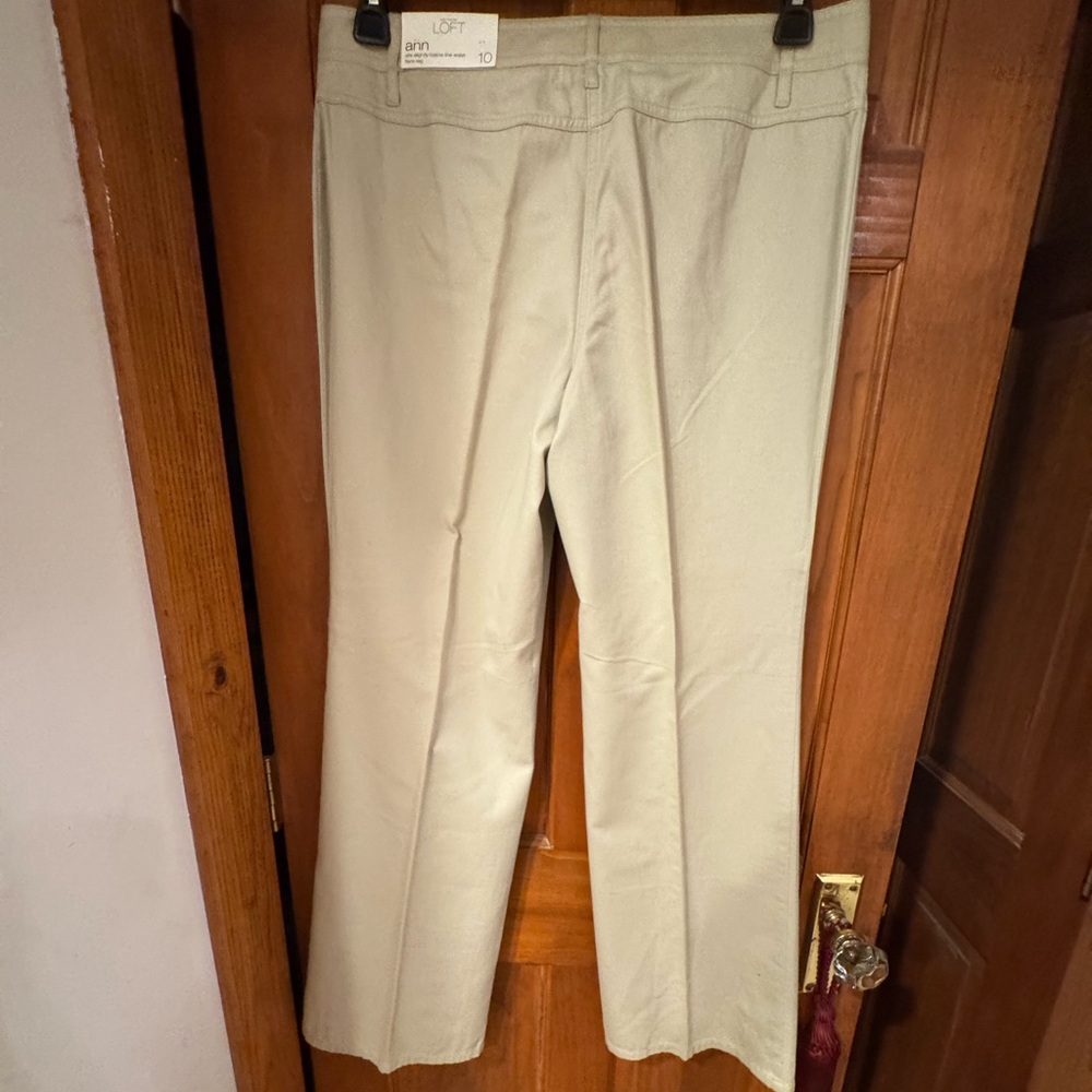 Ann Taylor Loft Flare-Leg Pants in Khaki - Picture 3 of 6